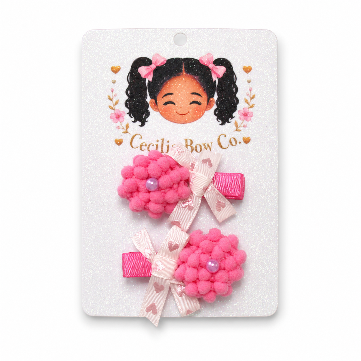 Little Bloom Pom-Pom Hair Clip Set