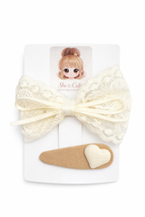Lace Sweetheart Bow & Clip Set