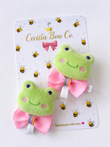 🐸 Pretty in Pink Froggy Hair Clip Set