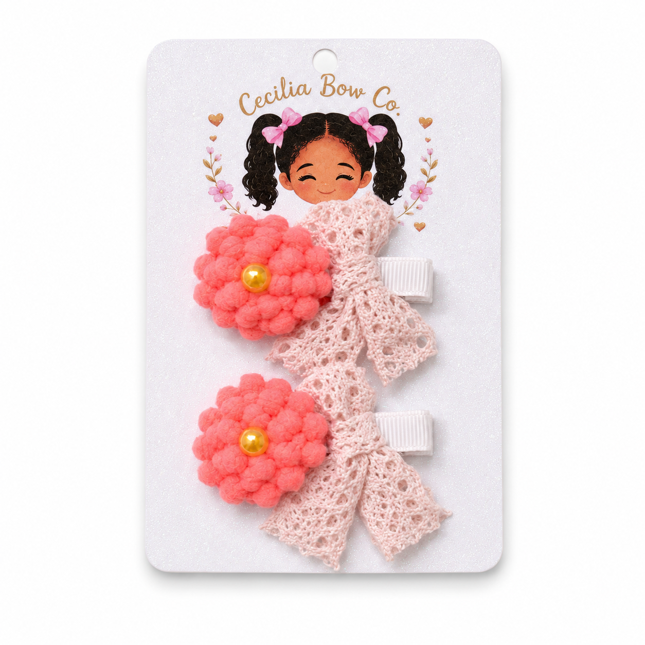 Little Bloom Pom-Pom Hair Clip Set