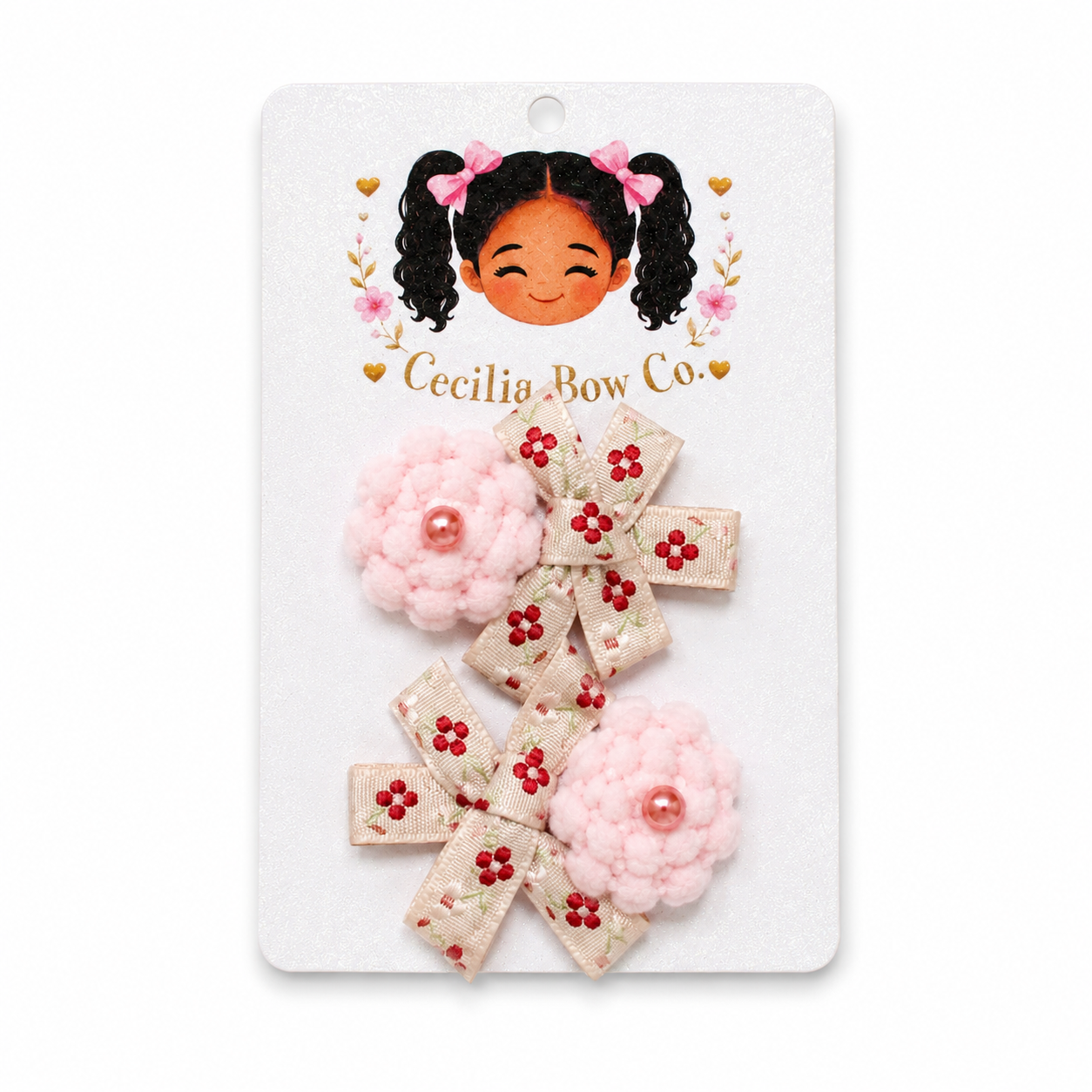 Little Bloom Pom-Pom Hair Clip Set