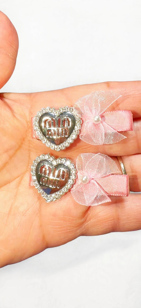 Sweet Heart Bow Hair Clip