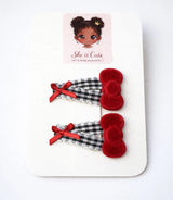Velvet Bow Plaid Hair Clips
