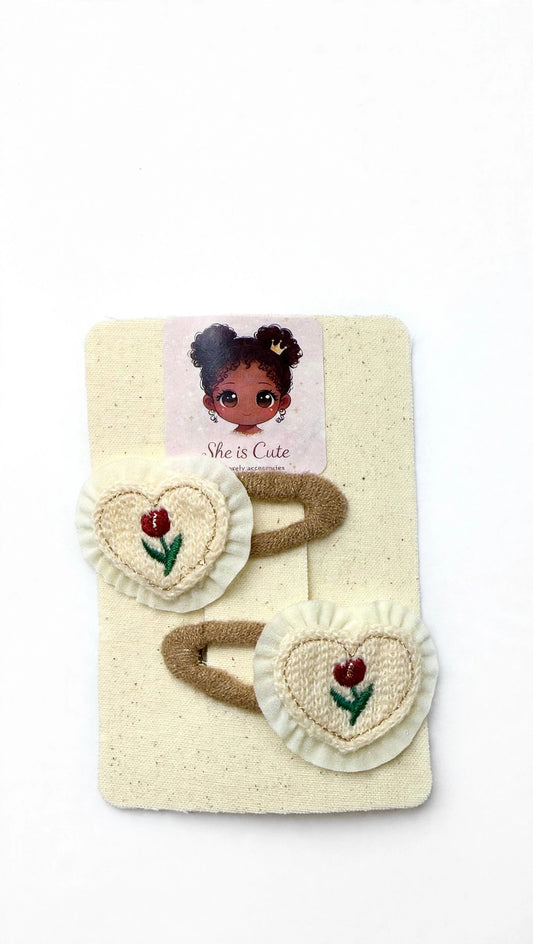 Sweet Heart Flower Hair Ties