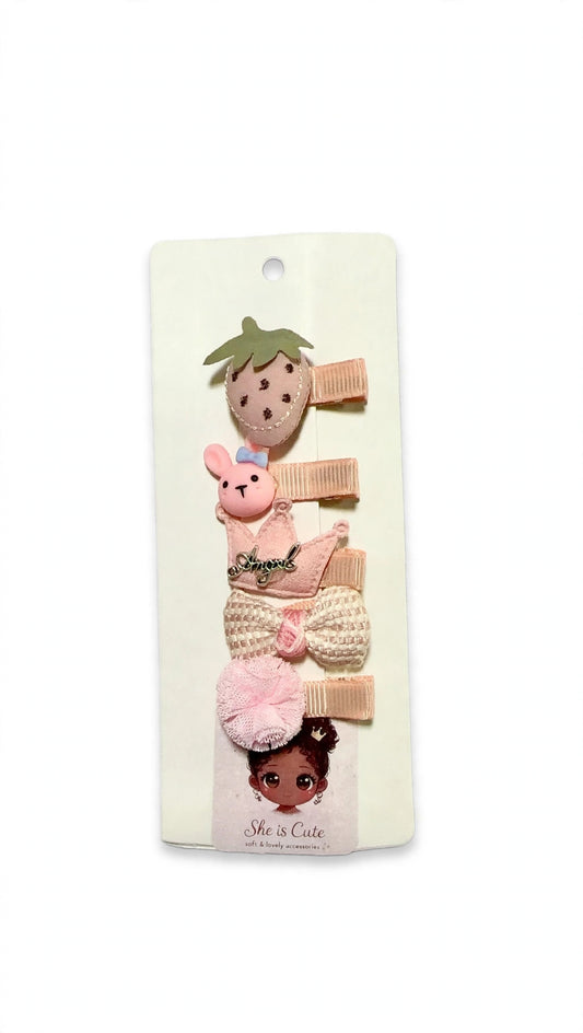 Sweet Bunny & Strawberry Clip Set 🍓🐰