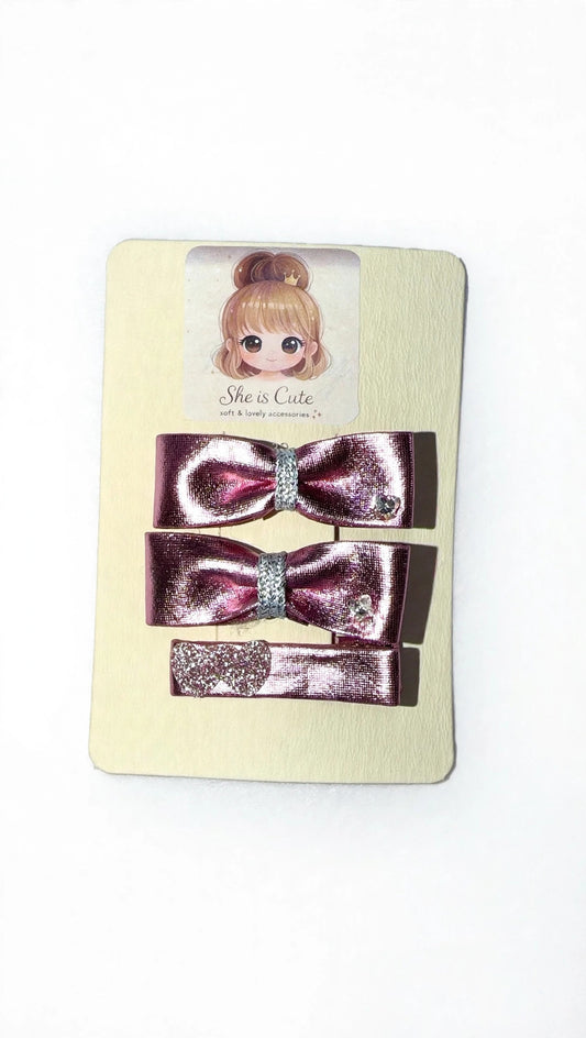Rosé Shine Bow Clip Set ✨🎀